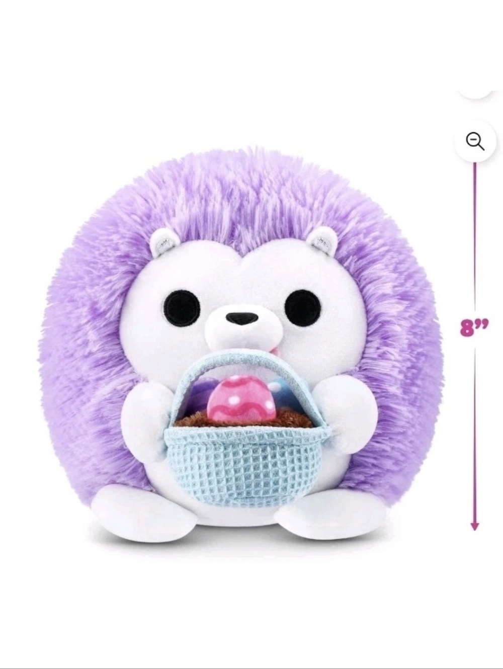 ZURU Purple Hedgehog with Basket - 8" Cute Small Pet Toy